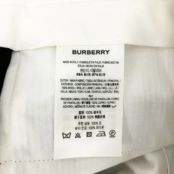 Burberry Mens Wool Pleated Dress Pants EU 52 US 36 Black Classic Trouser
